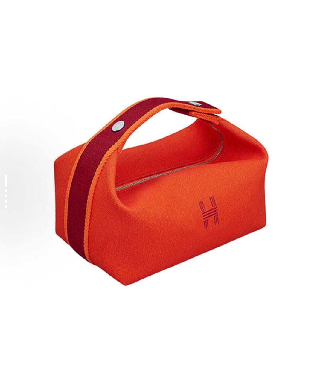 HERMES Оранжевая хлопковая косметичка, фото 5