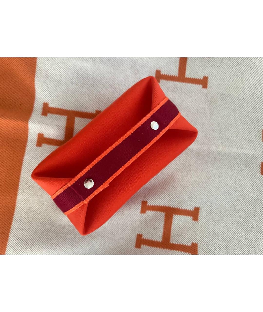 HERMES Оранжевая хлопковая косметичка, фото 3