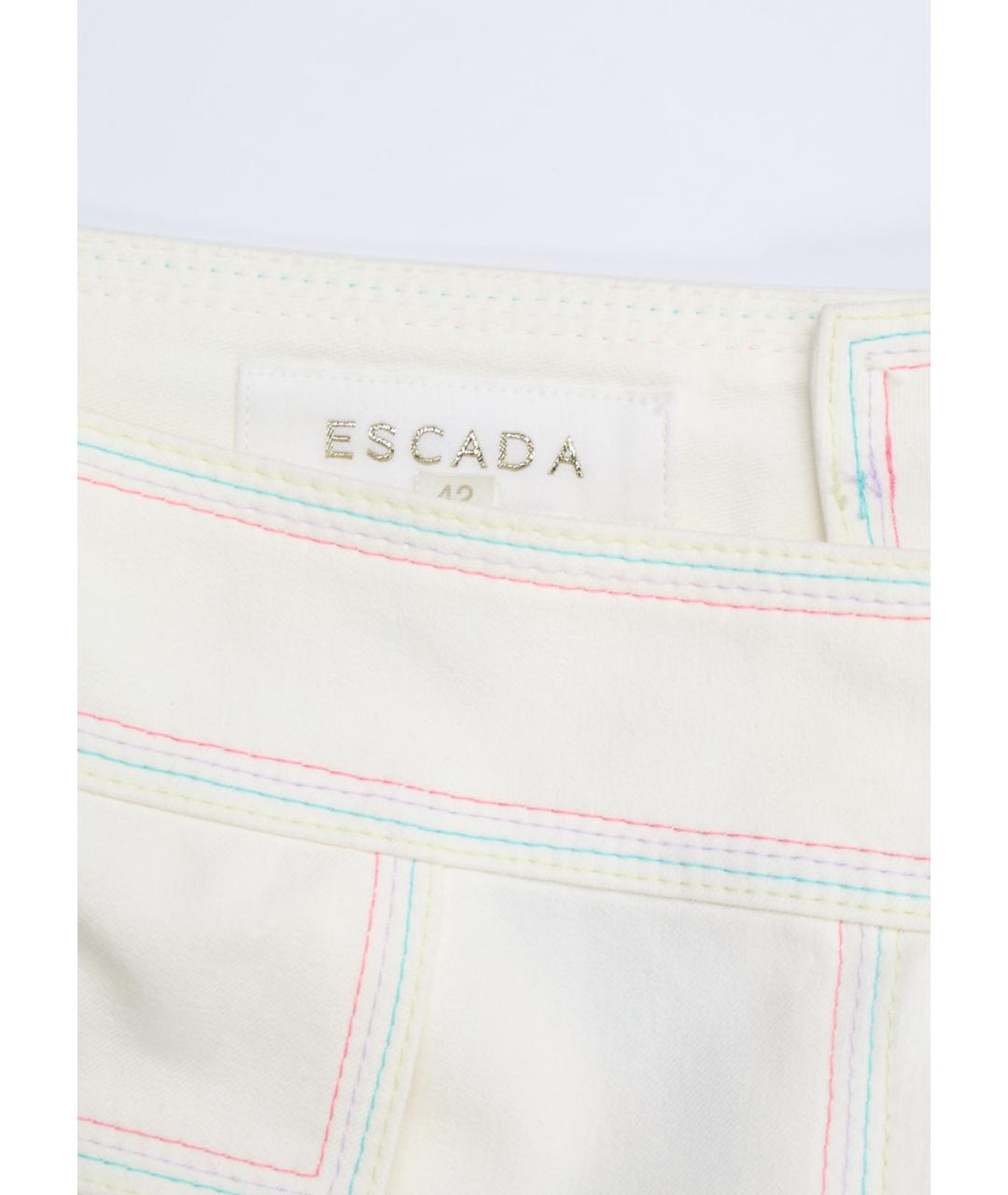 ESCADA Белые хлопко-эластановые брюки широкие, фото 3