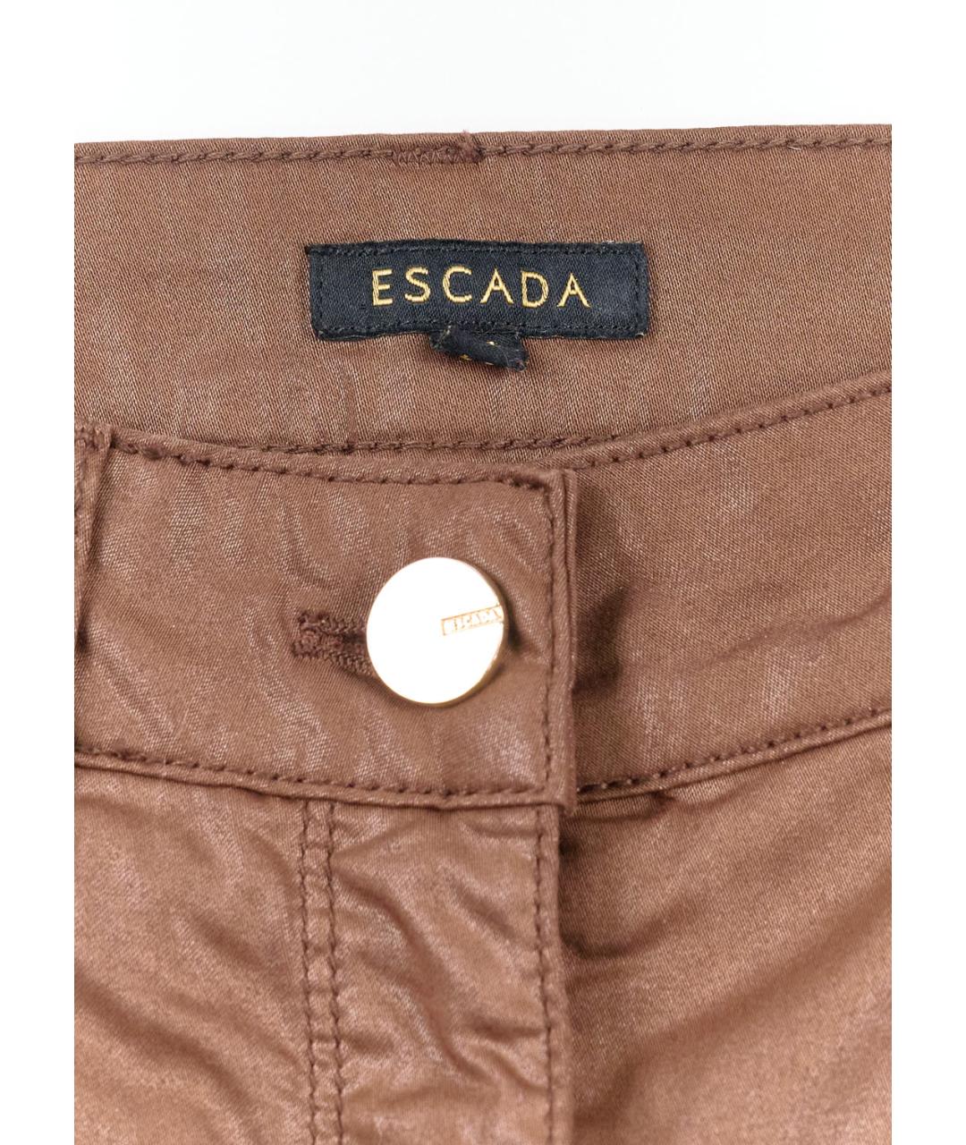 ESCADA Коричневые хлопко-эластановые брюки узкие, фото 3