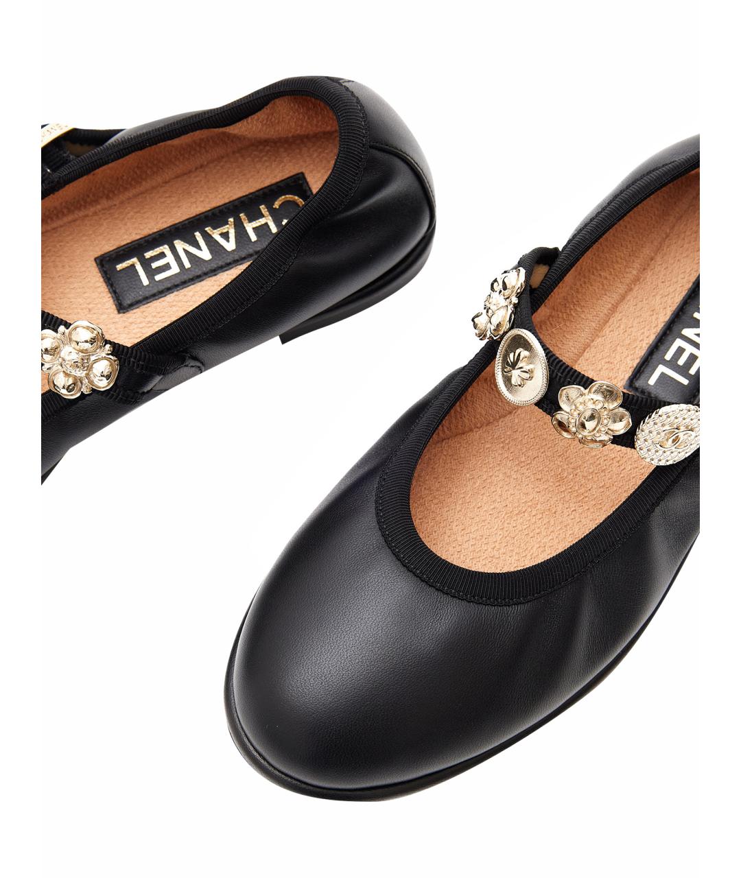 CHANEL Черные кожаные балетки, фото 5