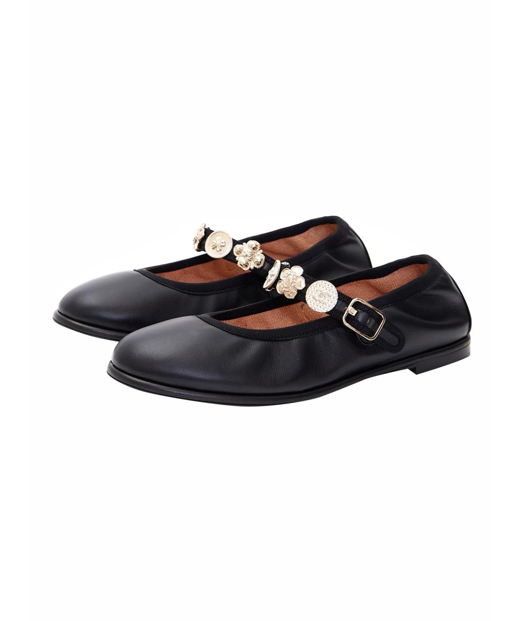 CHANEL Черные кожаные балетки, фото 2