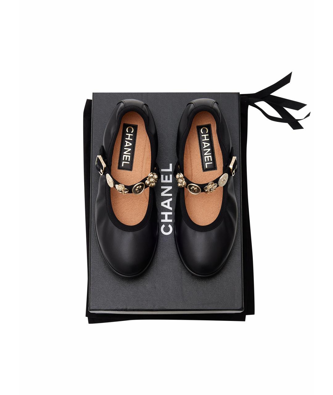 CHANEL Черные кожаные балетки, фото 8