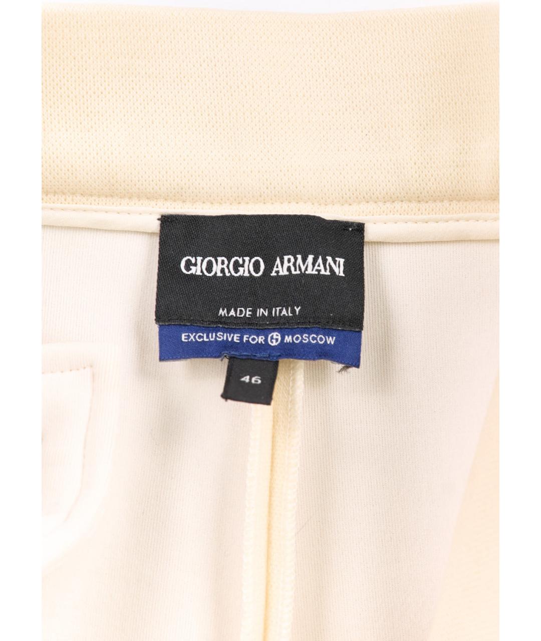 GIORGIO ARMANI Бежевые шерстяные прямые брюки, фото 3