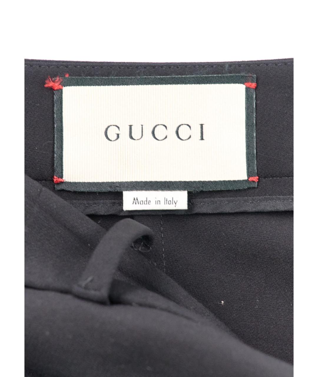 GUCCI Черные хлопко-эластановые прямые брюки, фото 3