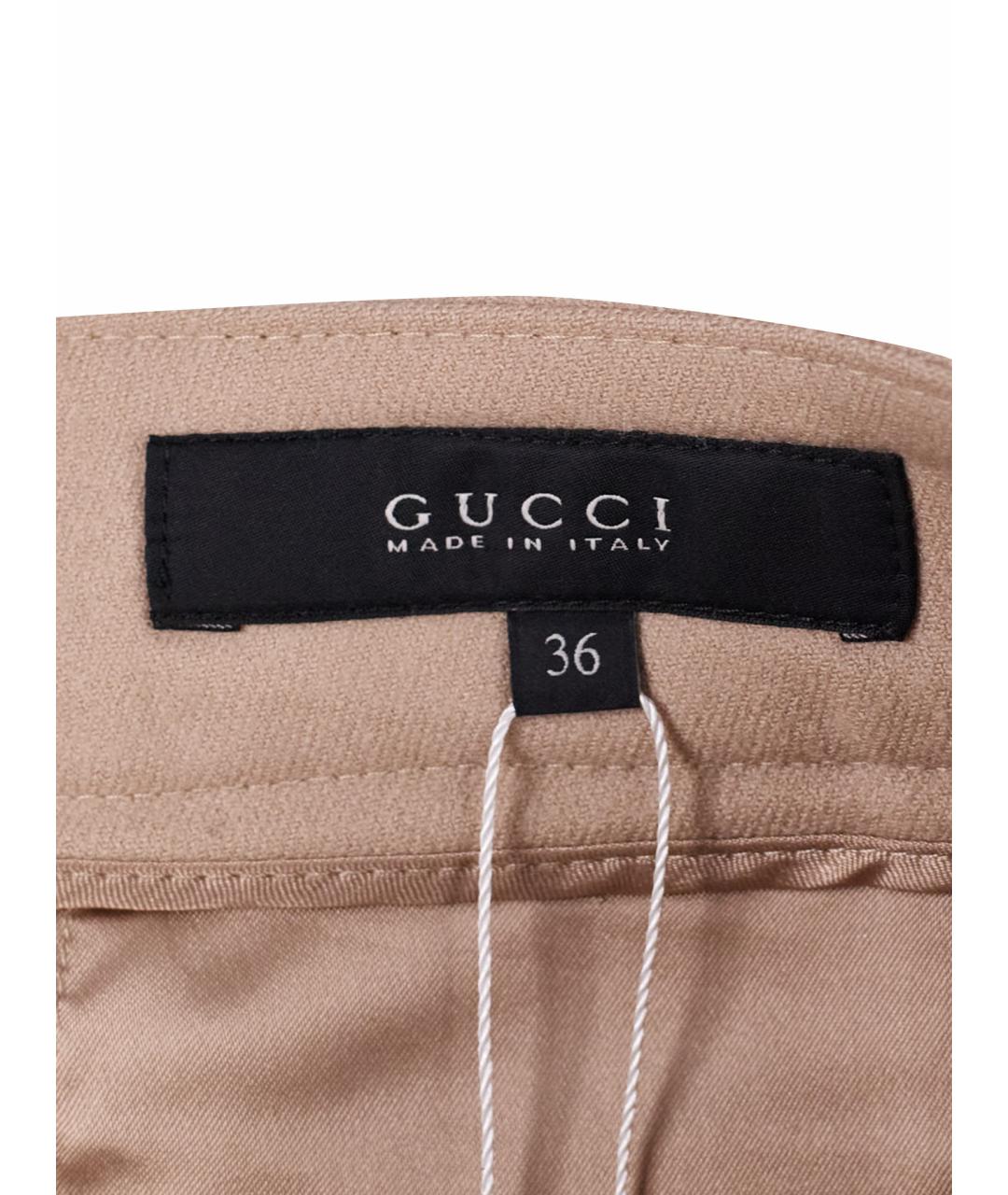 GUCCI Бежевые шерстяные прямые брюки, фото 7