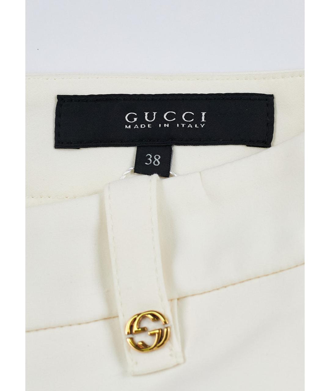GUCCI Белые хлопко-эластановые брюки узкие, фото 3