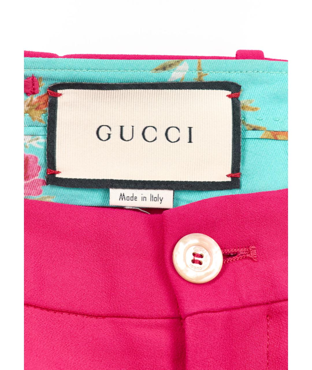 GUCCI Розовые вискозные брюки широкие, фото 3