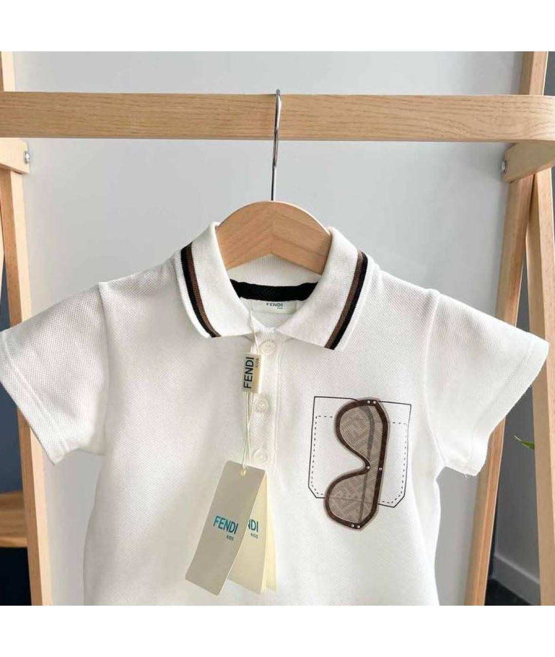 FENDI Белая хлопковая детская футболка, фото 3