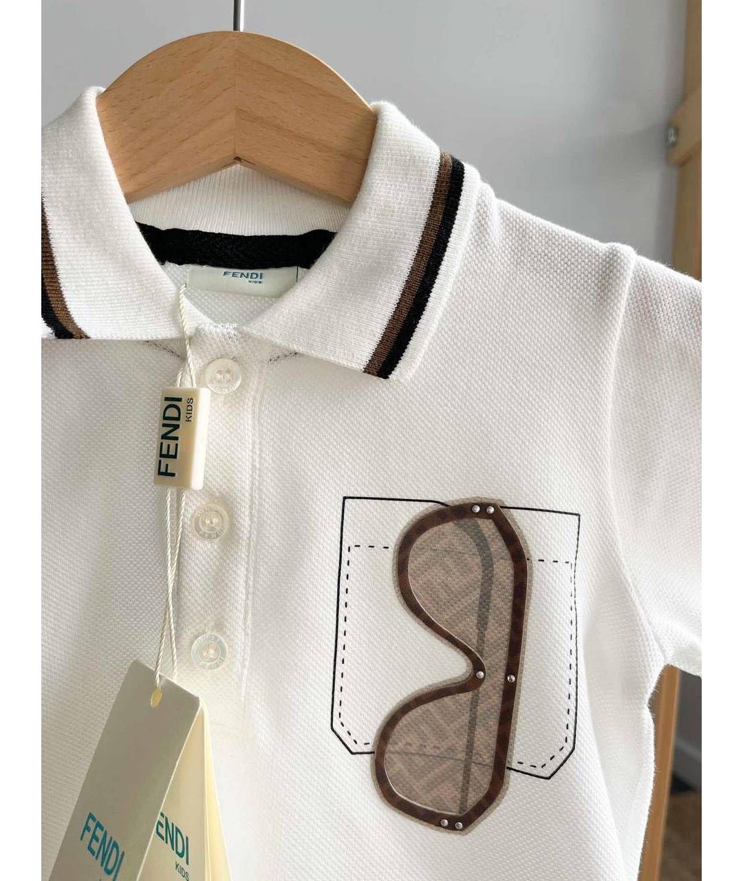 FENDI Белая хлопковая детская футболка, фото 4