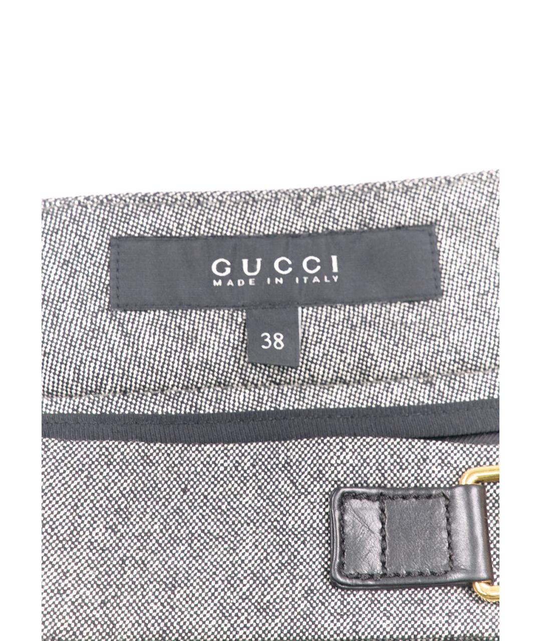 GUCCI Серые шерстяные брюки широкие, фото 3