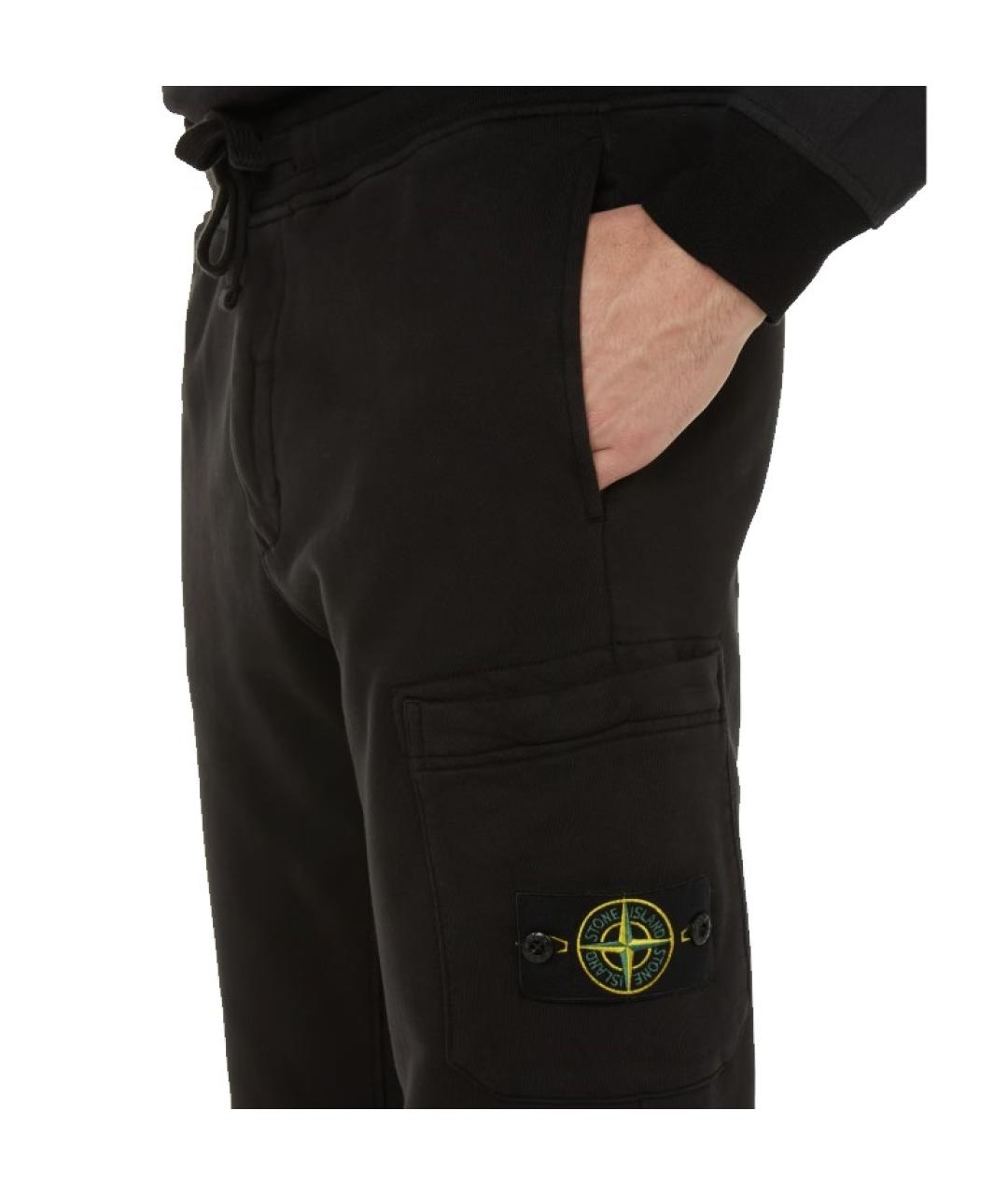 STONE ISLAND Черные хлопковые повседневные брюки, фото 3