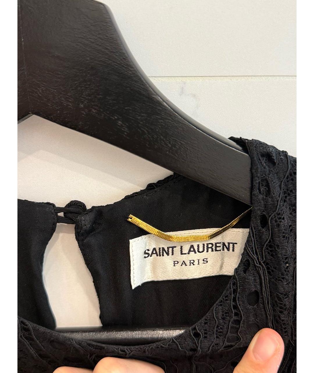 SAINT LAURENT Черное хлопковое коктейльное платье, фото 7