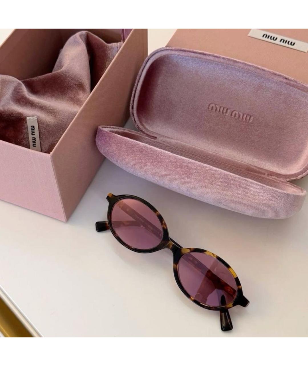 MIU MIU Розовые пластиковые солнцезащитные очки, фото 5
