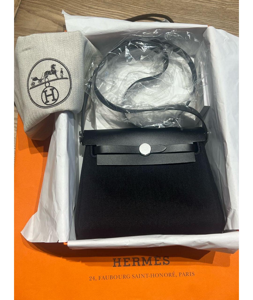 HERMES Черная тканевая сумка через плечо, фото 5