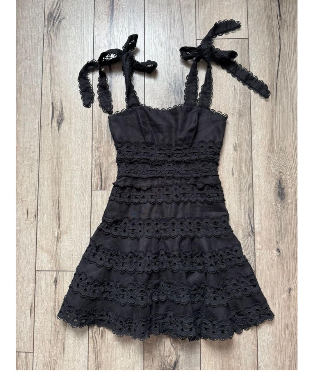 ZIMMERMANN Черное льняное коктейльное платье, фото 5