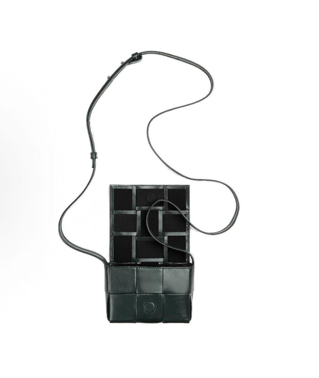 BOTTEGA VENETA Черная кожаная сумка через плечо, фото 4