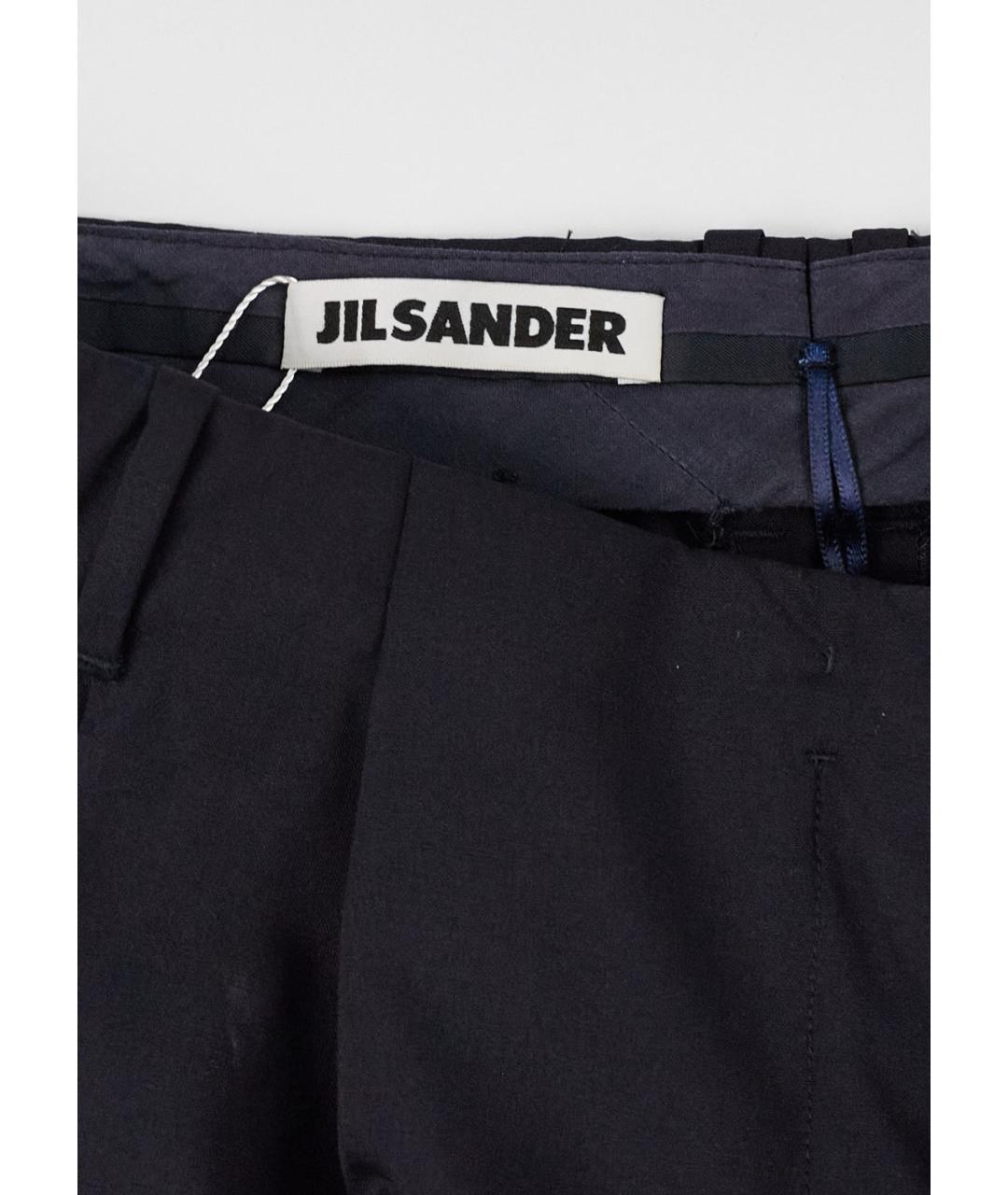 JIL SANDER Темно-синие шерстяные брюки узкие, фото 3