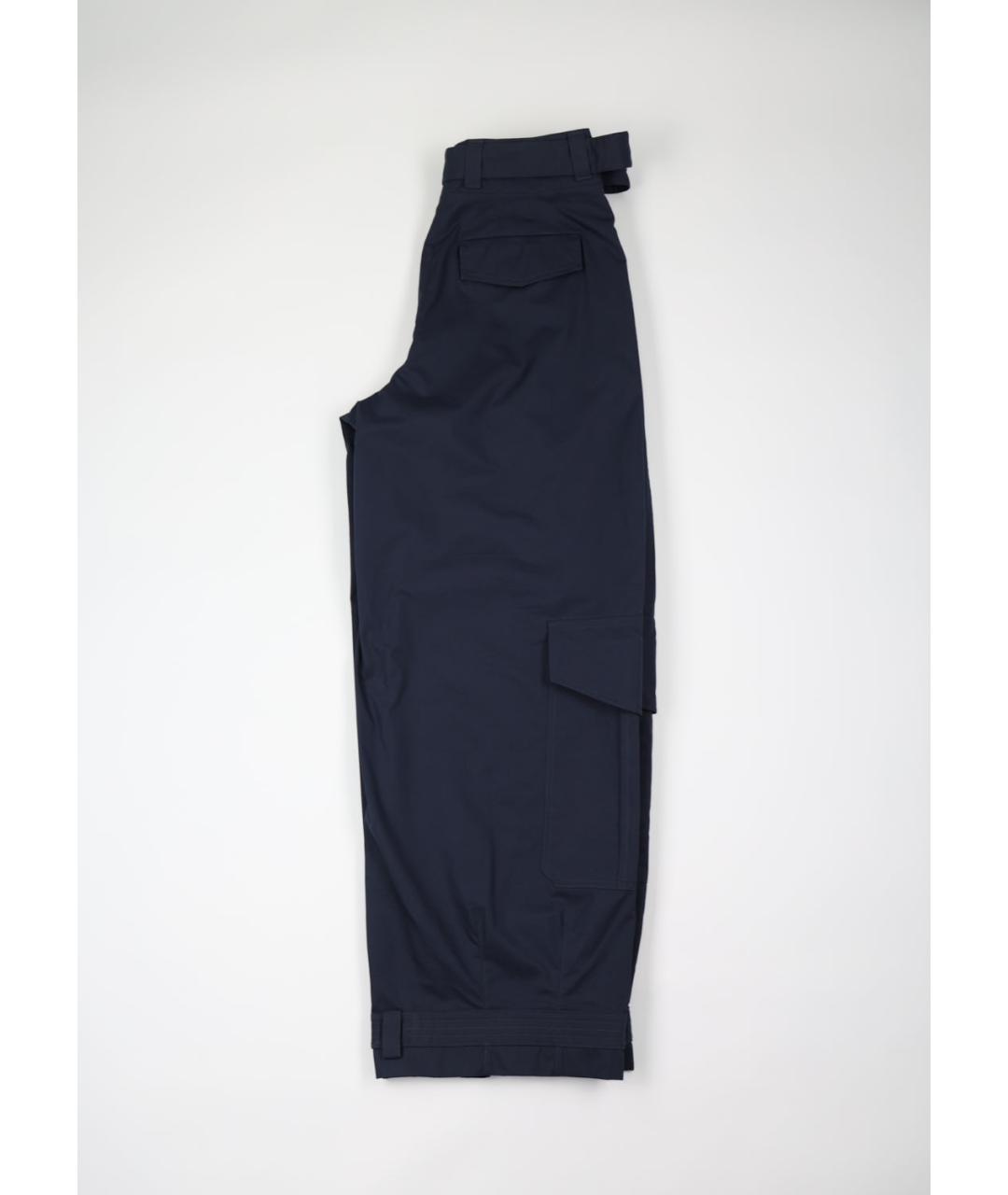 JIL SANDER Темно-синие хлопковые брюки широкие, фото 2