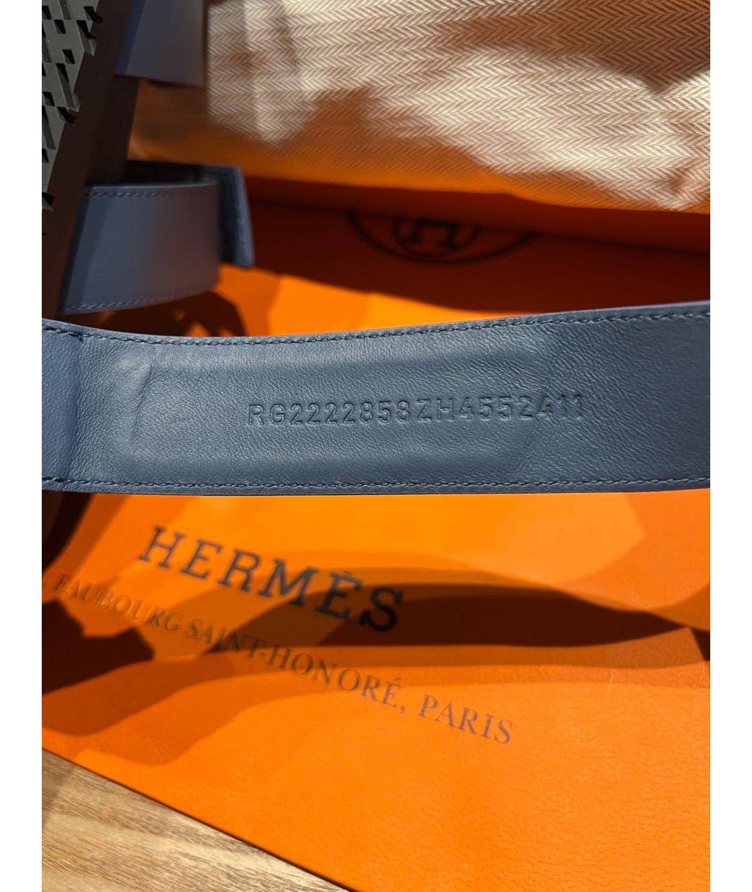 HERMES Синие кожаные шлепанцы, фото 6
