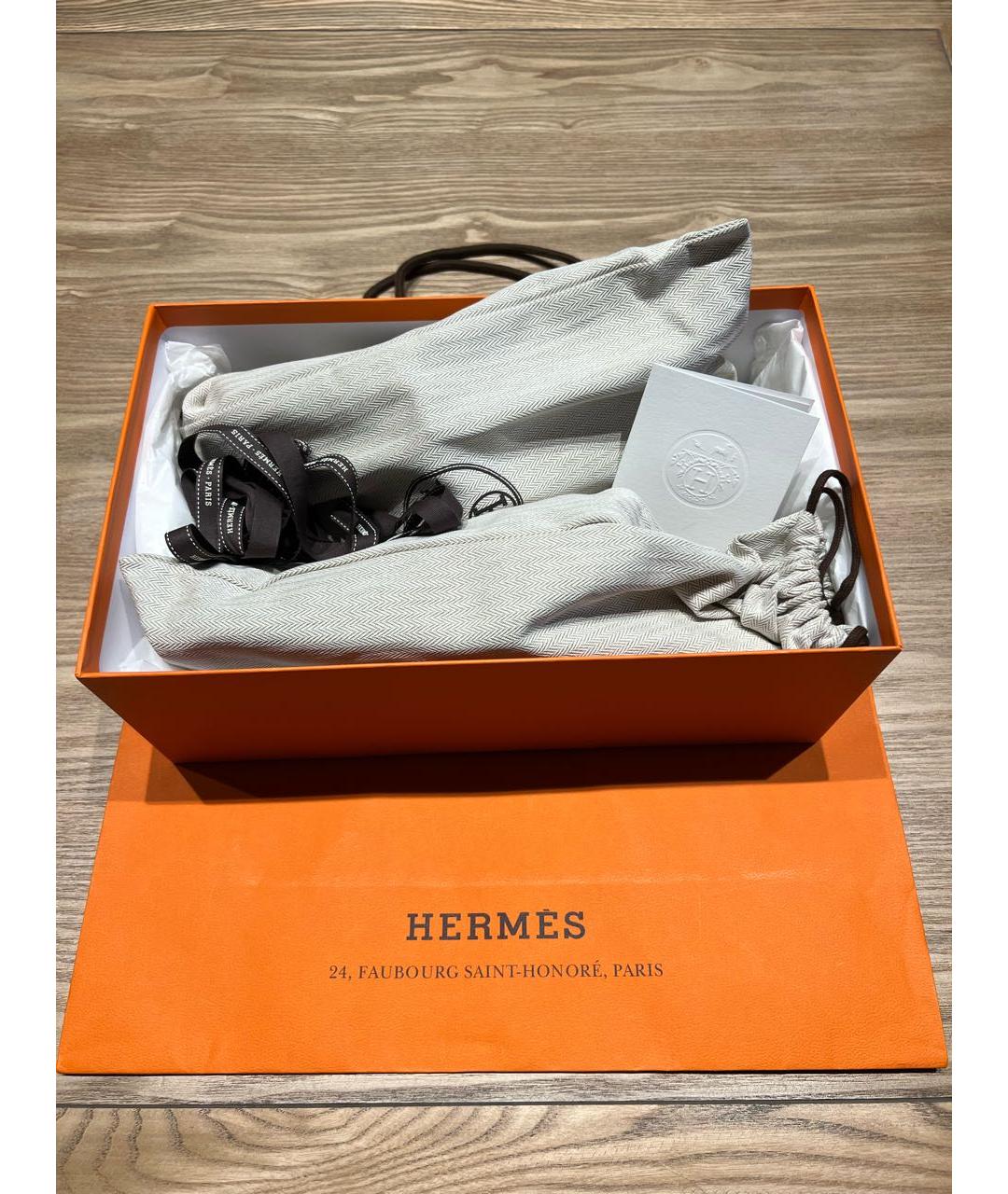 HERMES Синие кожаные шлепанцы, фото 8