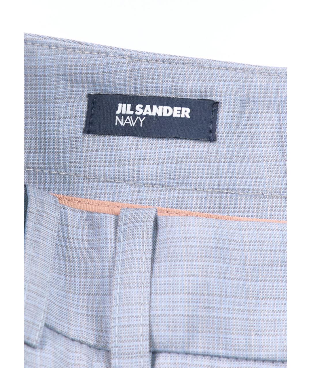 JIL SANDER Голубые шерстяные брюки широкие, фото 3