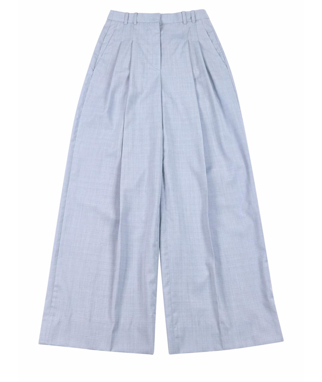 JIL SANDER Голубые шерстяные брюки широкие, фото 1