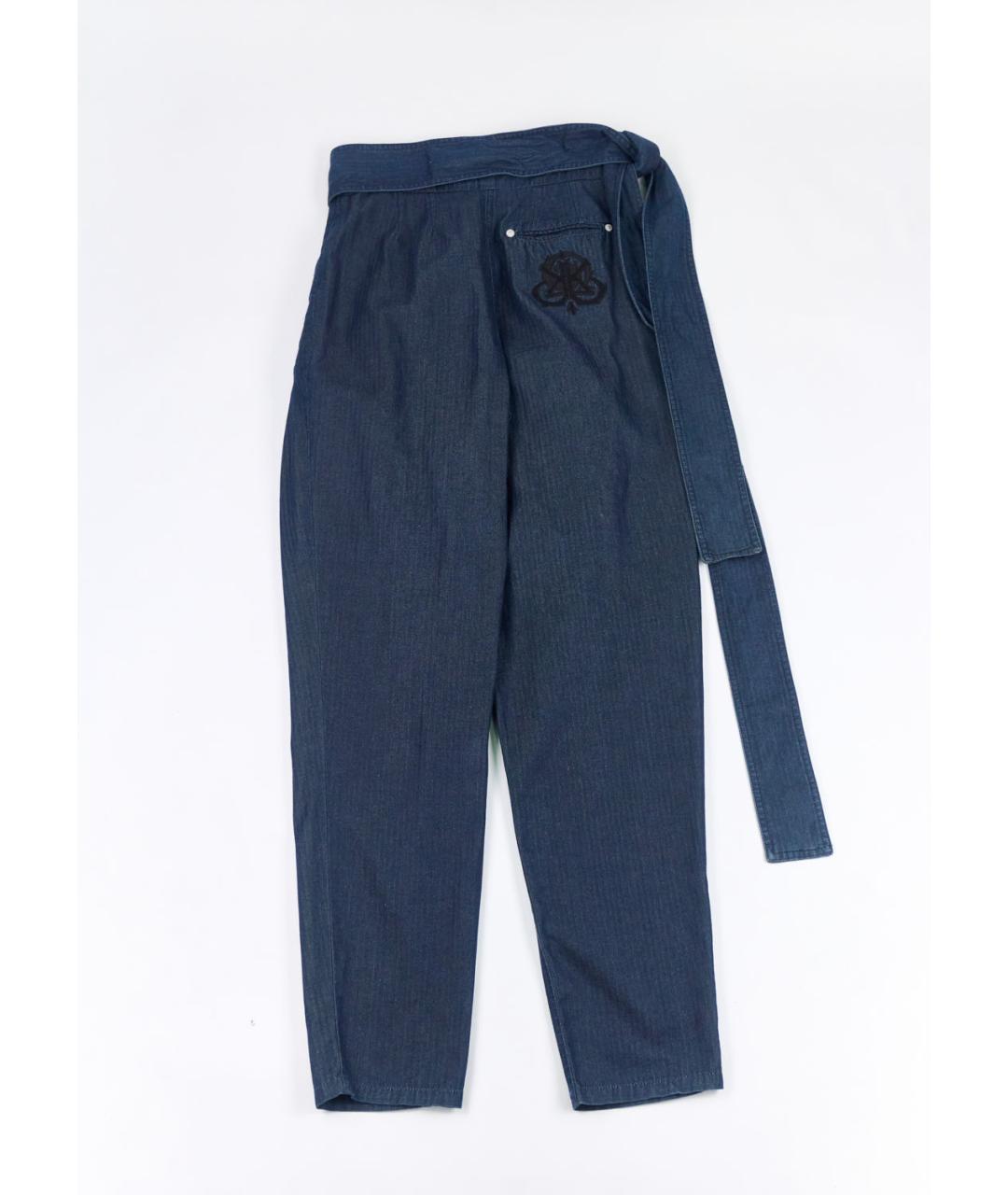 KENZO Синие хлопковые прямые брюки, фото 2
