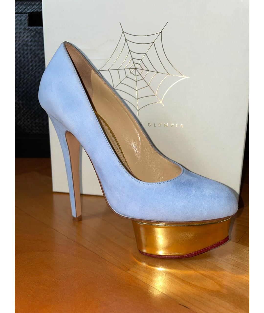 CHARLOTTE OLYMPIA Голубые замшевые туфли, фото 8