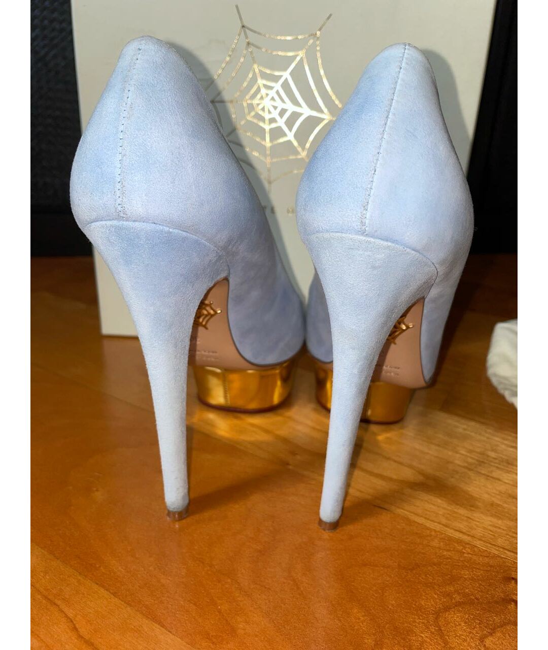 CHARLOTTE OLYMPIA Голубые замшевые туфли, фото 4