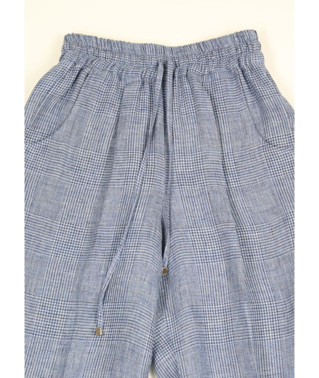 KITON Голубые льняные прямые брюки, фото 4