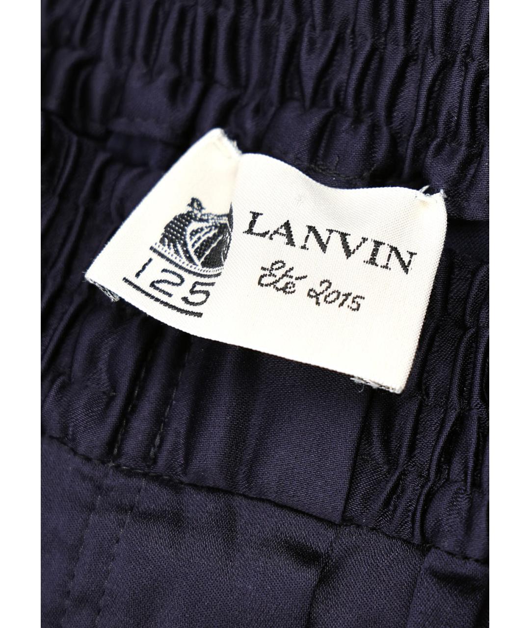 LANVIN Темно-синие ацетатные прямые брюки, фото 3