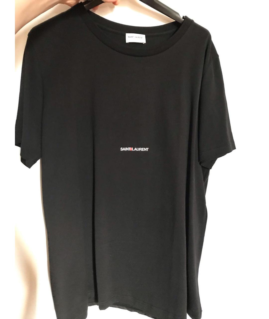 SAINT LAURENT Черная хлопковая футболка, фото 4
