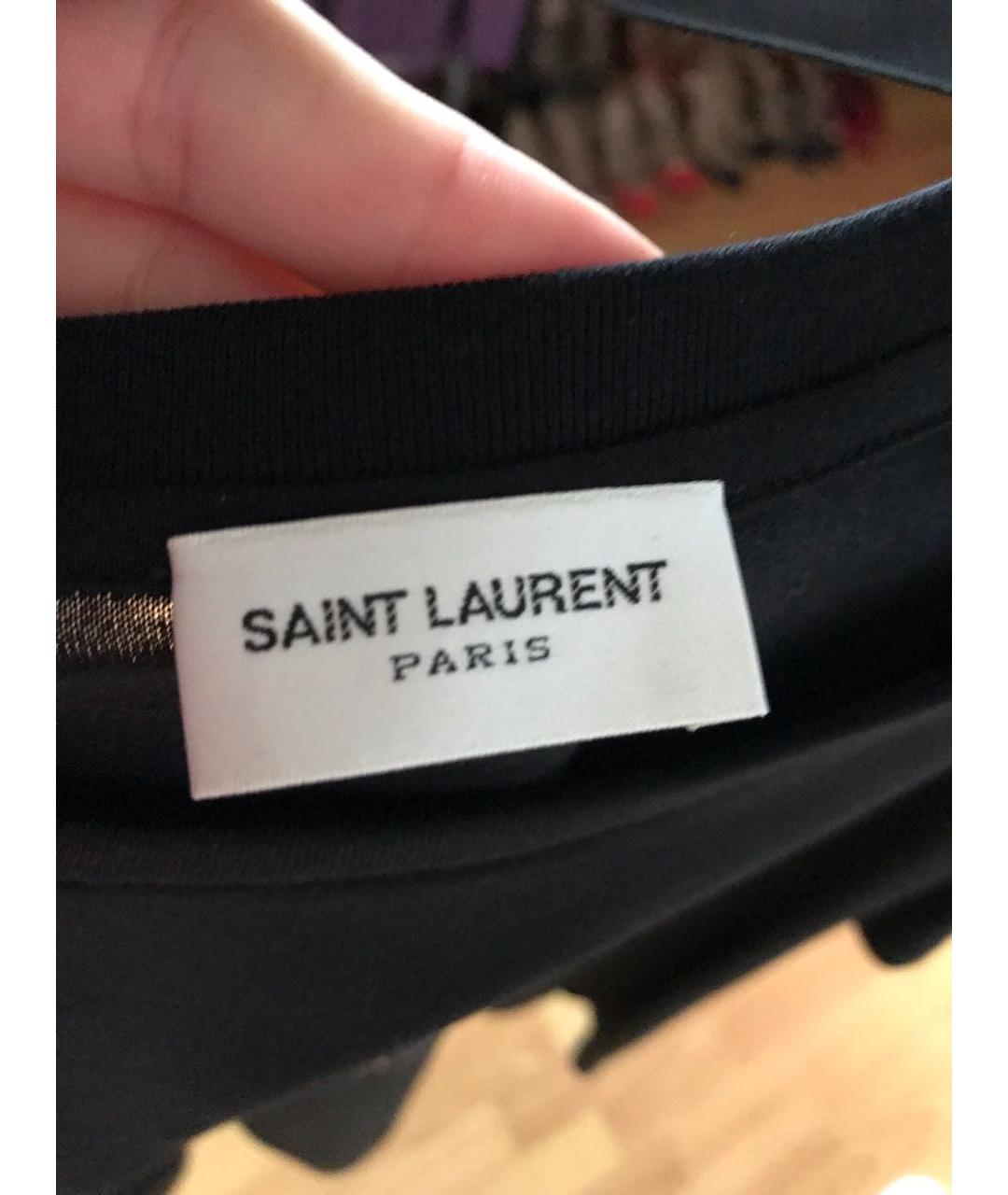 SAINT LAURENT Черная хлопковая футболка, фото 3