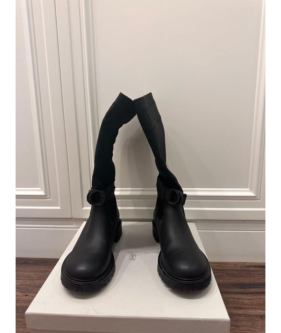 CHRISTIAN DIOR Черные кожаные сапоги, фото 2
