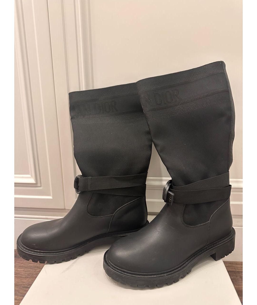CHRISTIAN DIOR Черные кожаные сапоги, фото 3