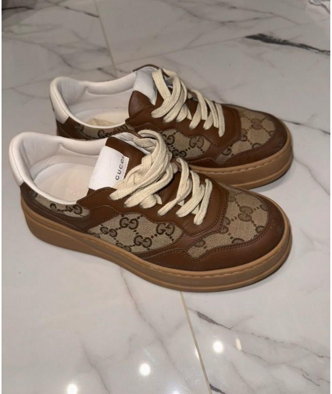 GUCCI Коричневые кеды, фото 3