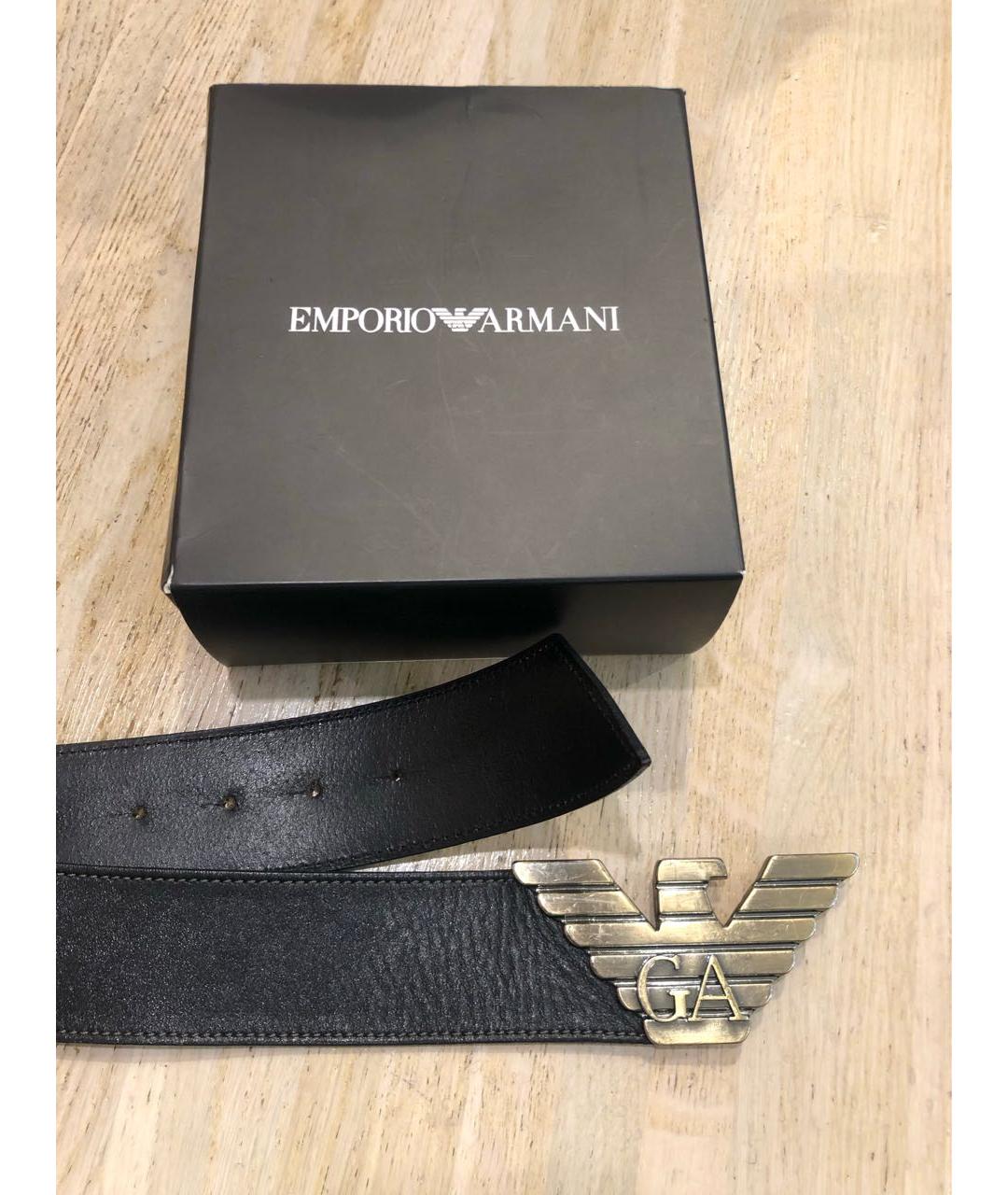 EMPORIO ARMANI Черный кожаный ремень, фото 4