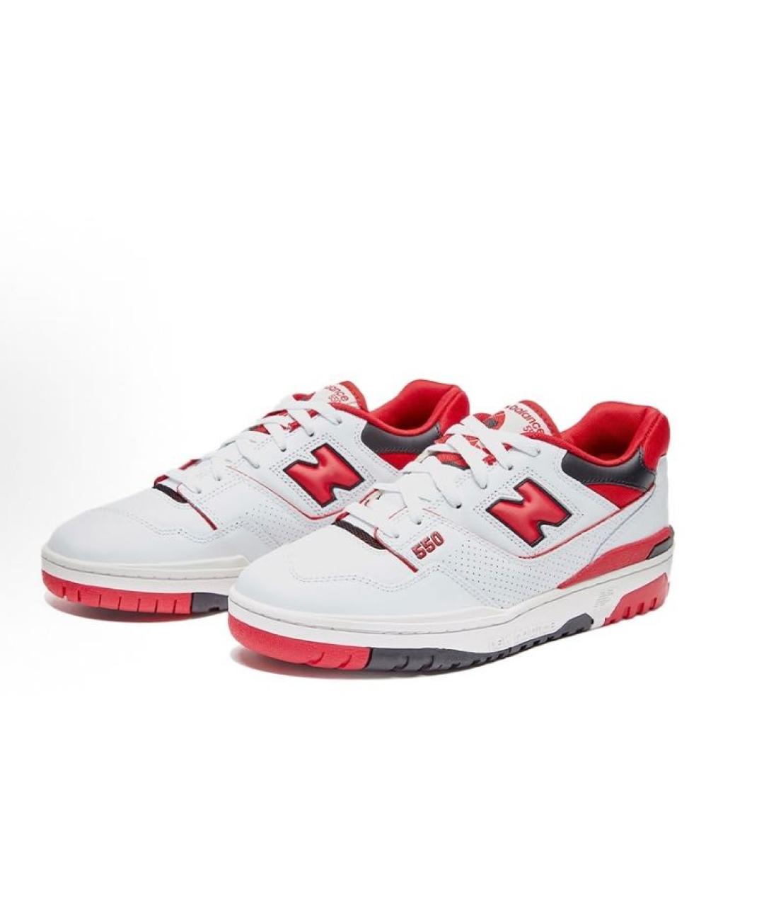NEW BALANCE Красные кожаные низкие кроссовки / кеды, фото 2