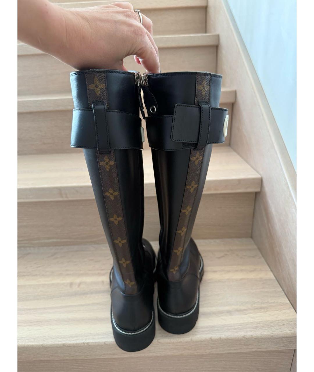 LOUIS VUITTON Черные кожаные сапоги, фото 3
