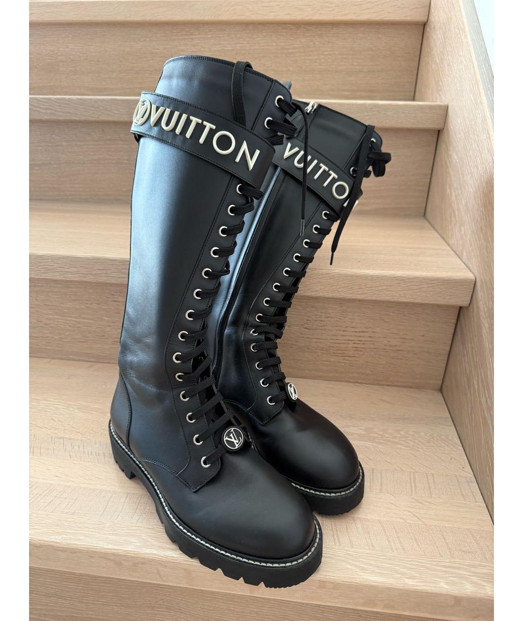 LOUIS VUITTON Черные кожаные сапоги, фото 7