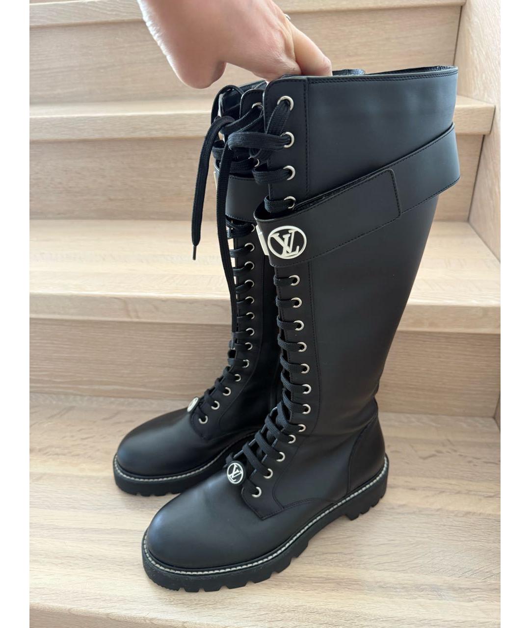 LOUIS VUITTON Черные кожаные сапоги, фото 4