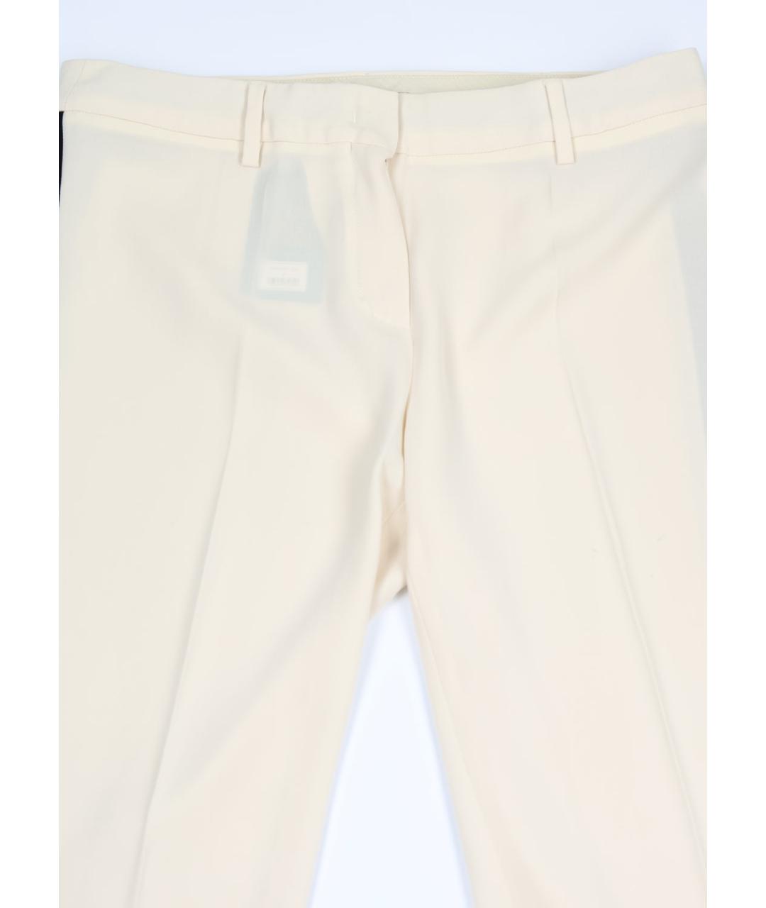 MAX MARA STUDIO Бежевые полиэстеровые прямые брюки, фото 4