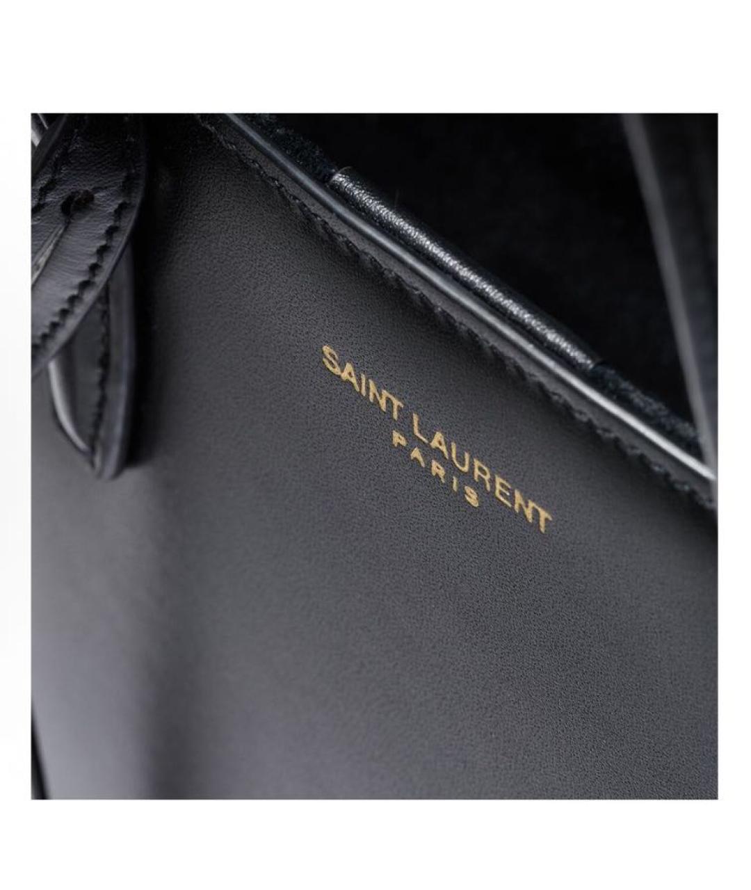 SAINT LAURENT Черная кожаная сумка тоут, фото 6