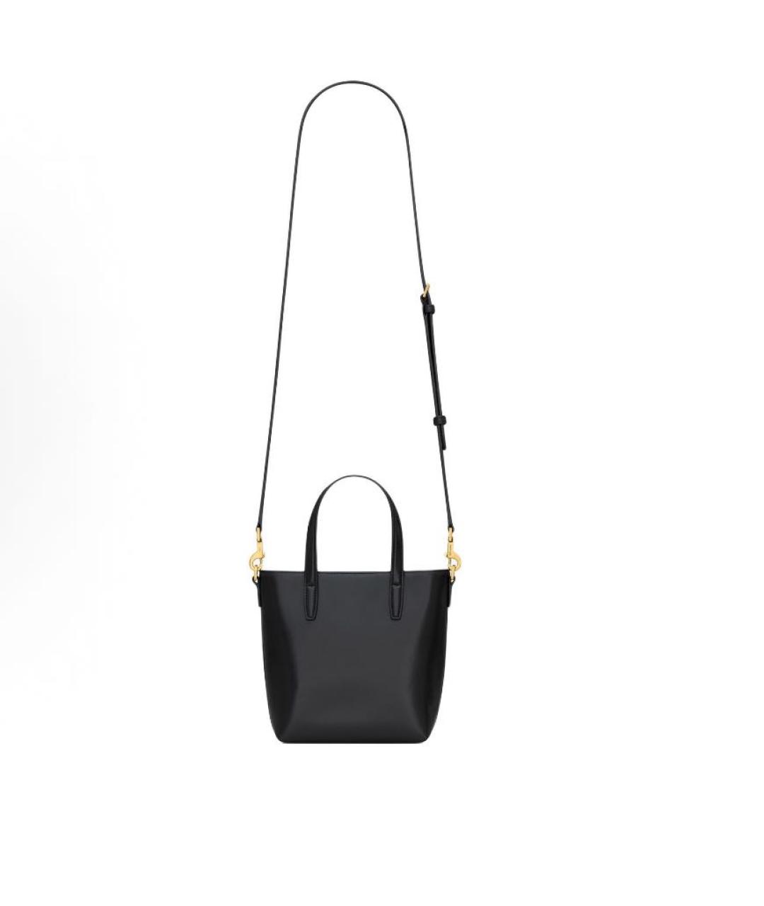 SAINT LAURENT Черная кожаная сумка тоут, фото 5