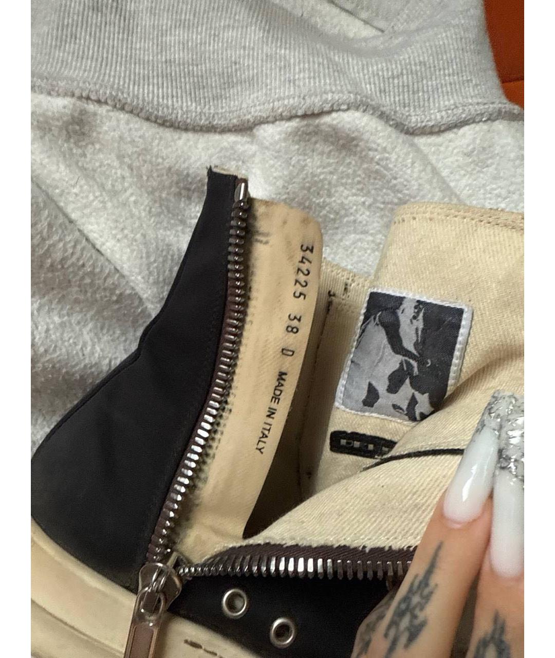 RICK OWENS DRKSHDW Черные текстильные кеды, фото 8
