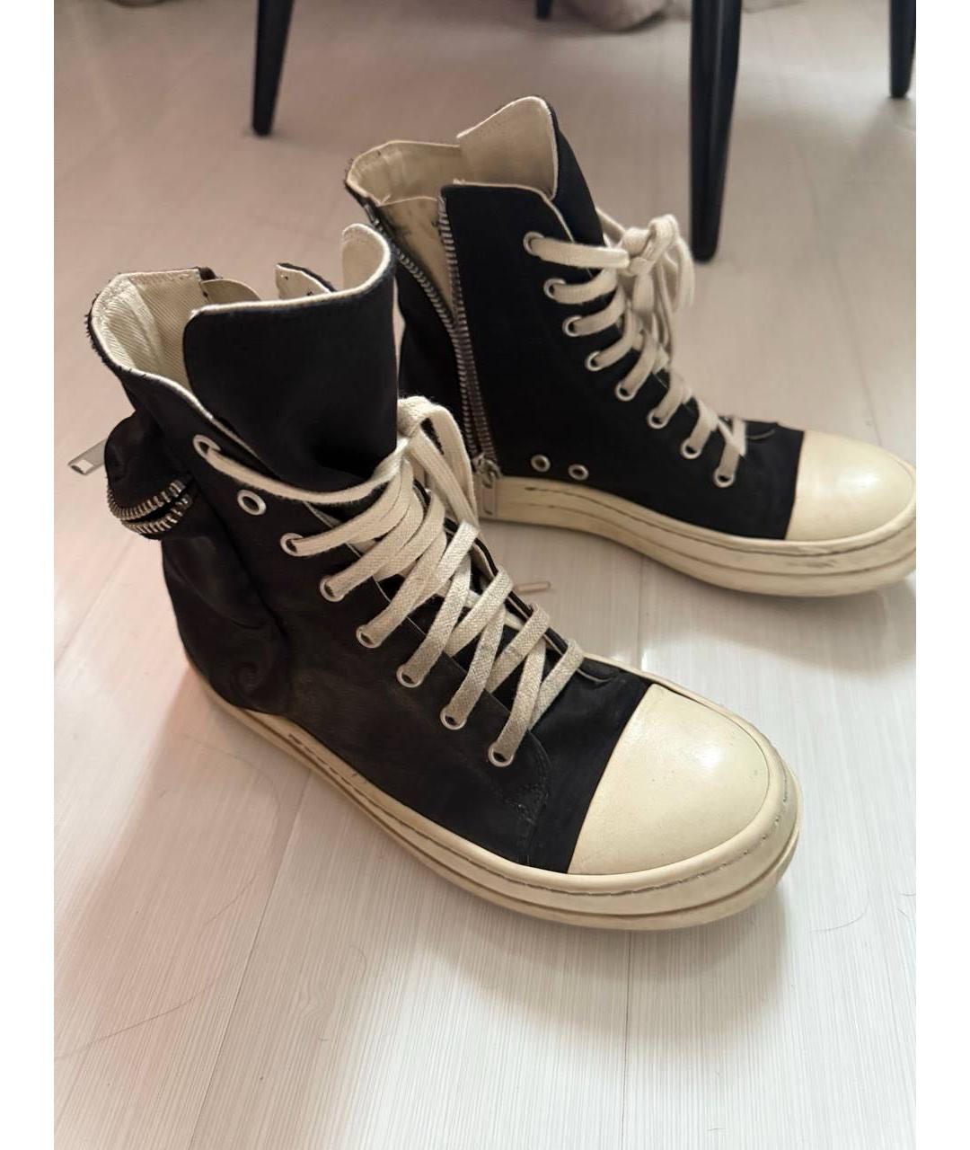 RICK OWENS DRKSHDW Черные текстильные кеды, фото 3