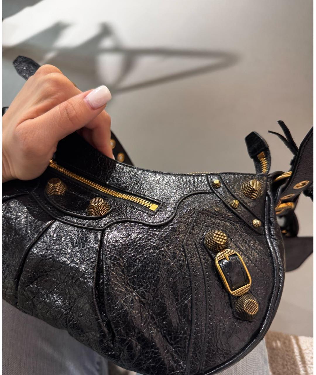 BALENCIAGA Черная кожаная сумка через плечо, фото 3