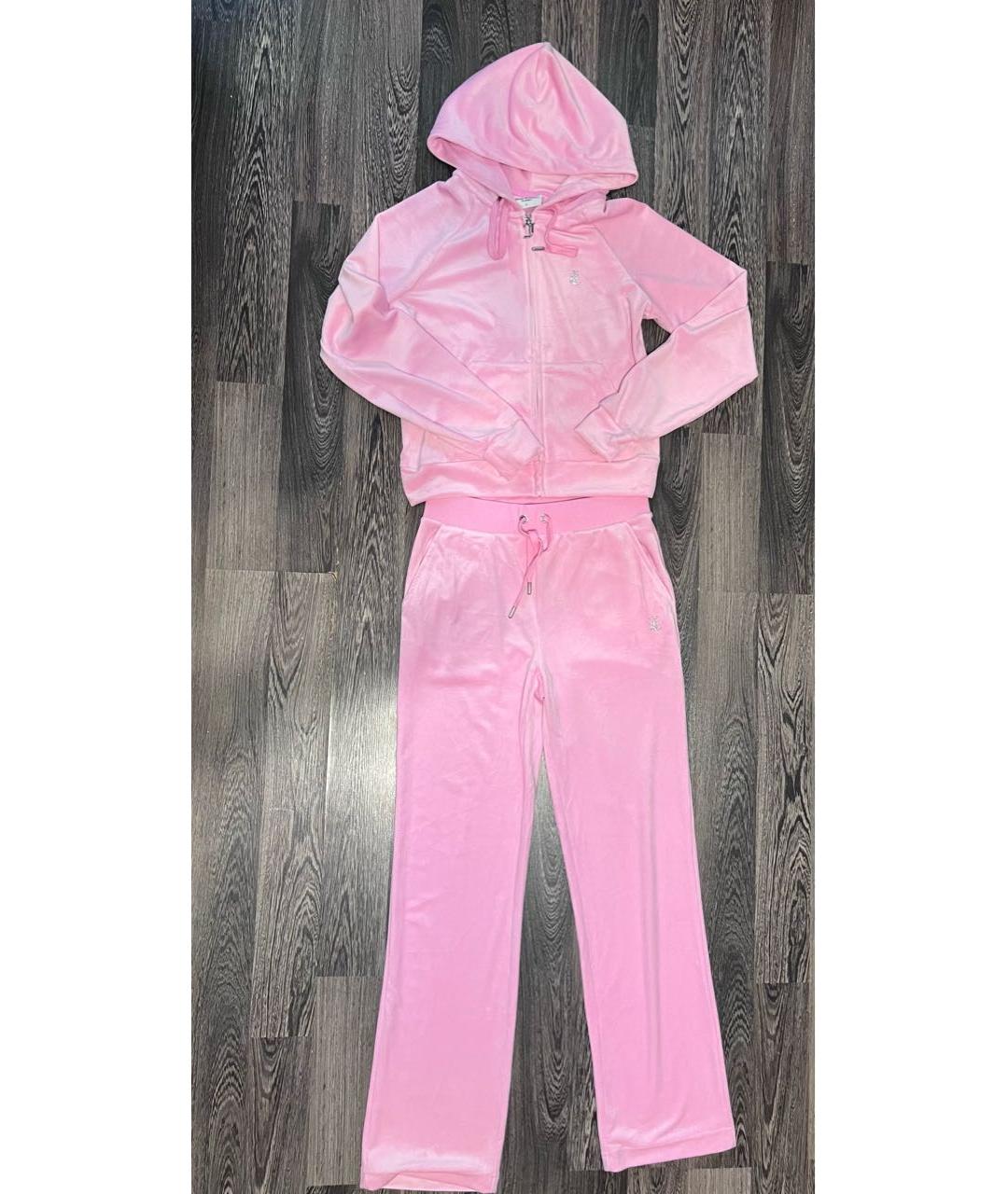 JUICY COUTURE Розовый велюровый костюм с брюками, фото 6