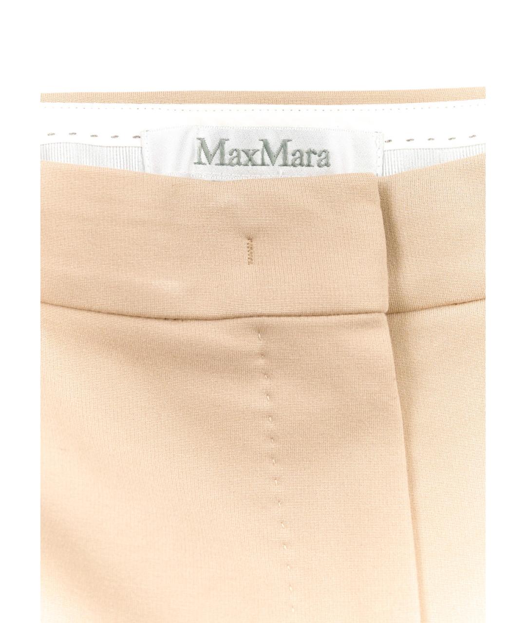 MAX MARA Бежевые вискозные прямые брюки, фото 3
